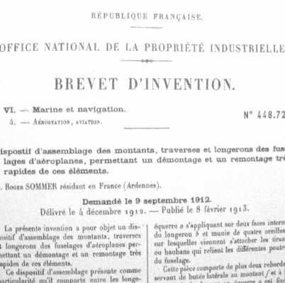 Brevet d'invention 1912